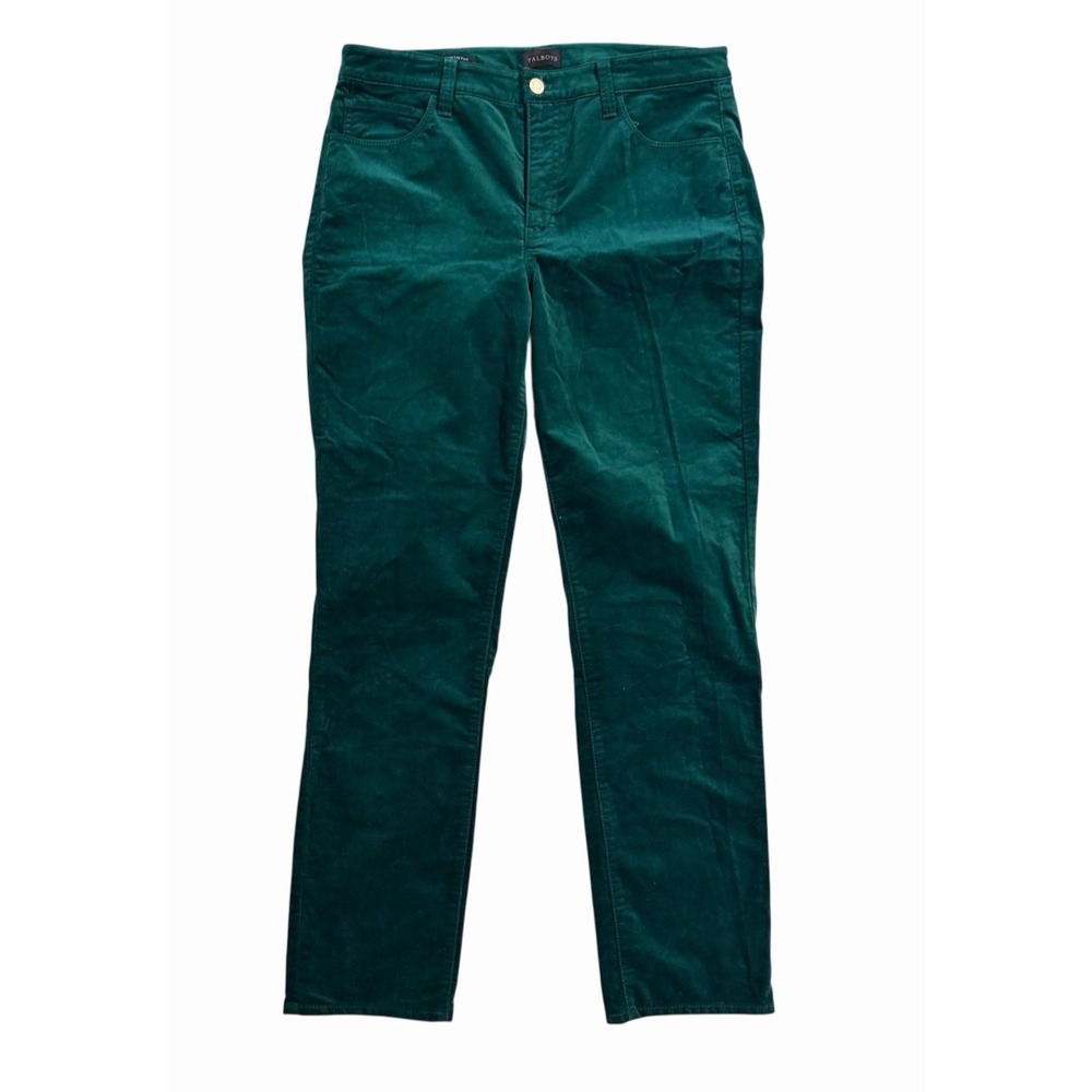 Talbots Green Velveteen Straight Leg Pants Womens Size 10‎ Christmas Holiday